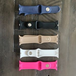 Apple Watch sports bands, all 5 for one price, Pink, Black, Tan, White, Navy